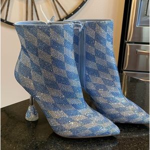 Gianni Bini Blue and silver rhinestone booties.  So cute!  😍.